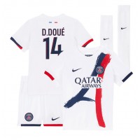 Camiseta Paris Saint-Germain Desire Doue #14 Visitante Equipación para niños 2024-25 manga corta (+ pantalones cortos)